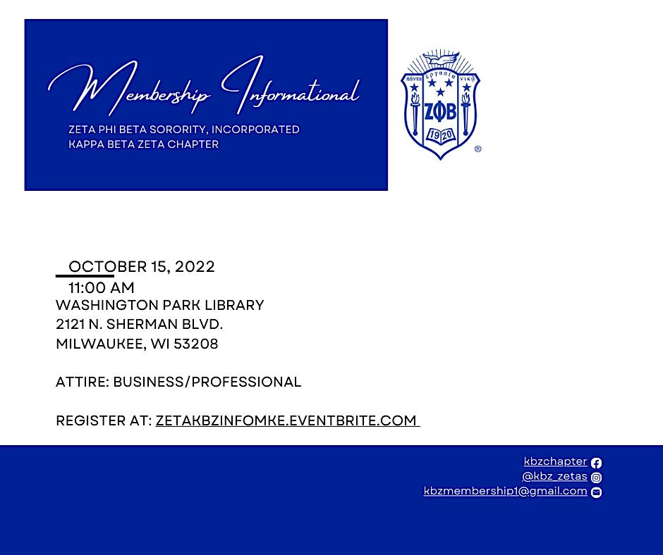 Zeta Phi Beta Sorority, Inc. Membership Informational