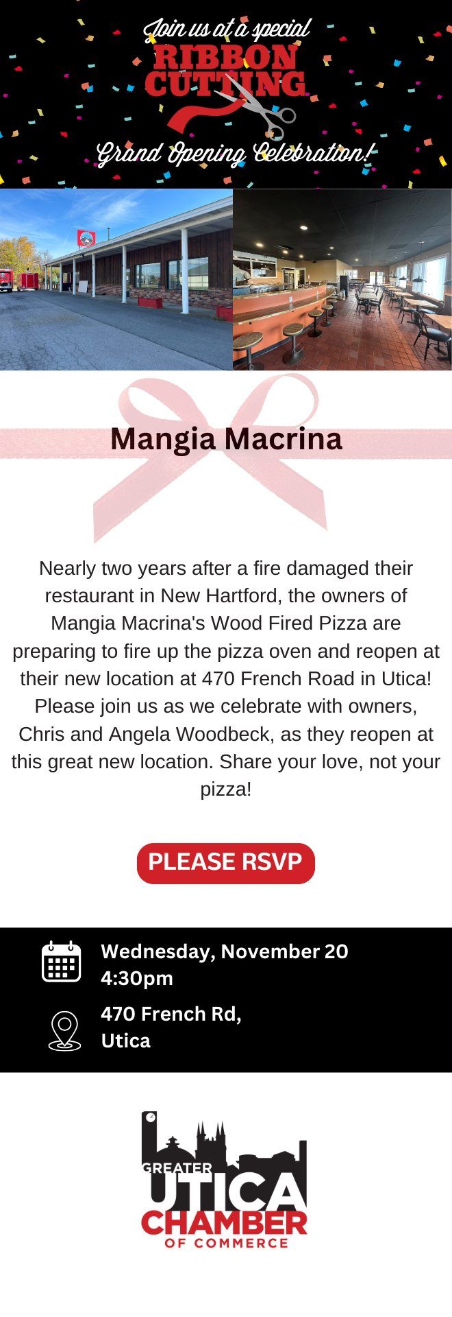 Ribbon Cutting to Celebrate Mangia Macrina's Reopening!