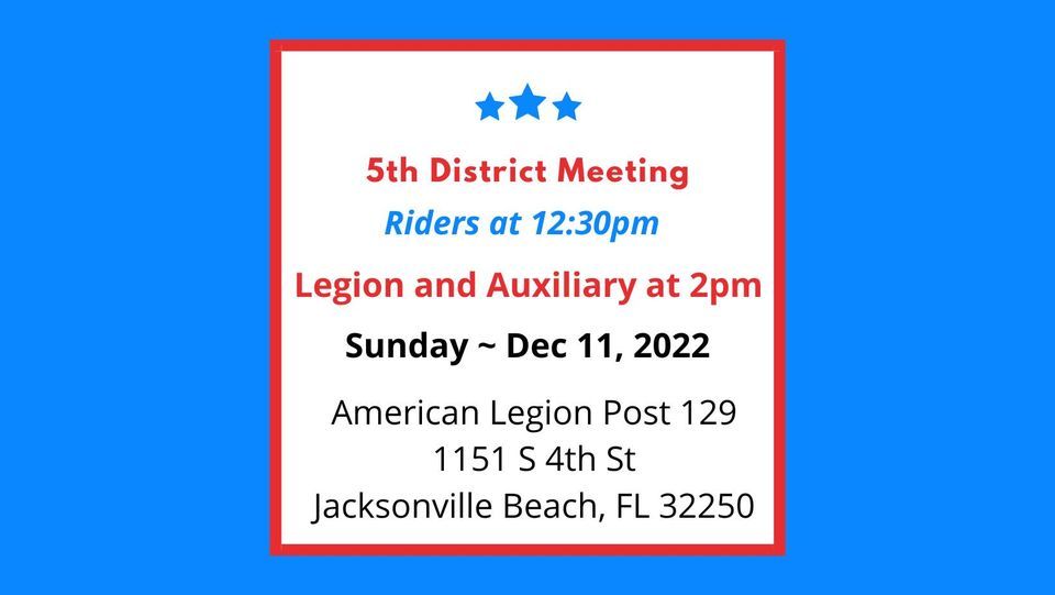 5th District Meeting Legion, Auxiliary, and Riders