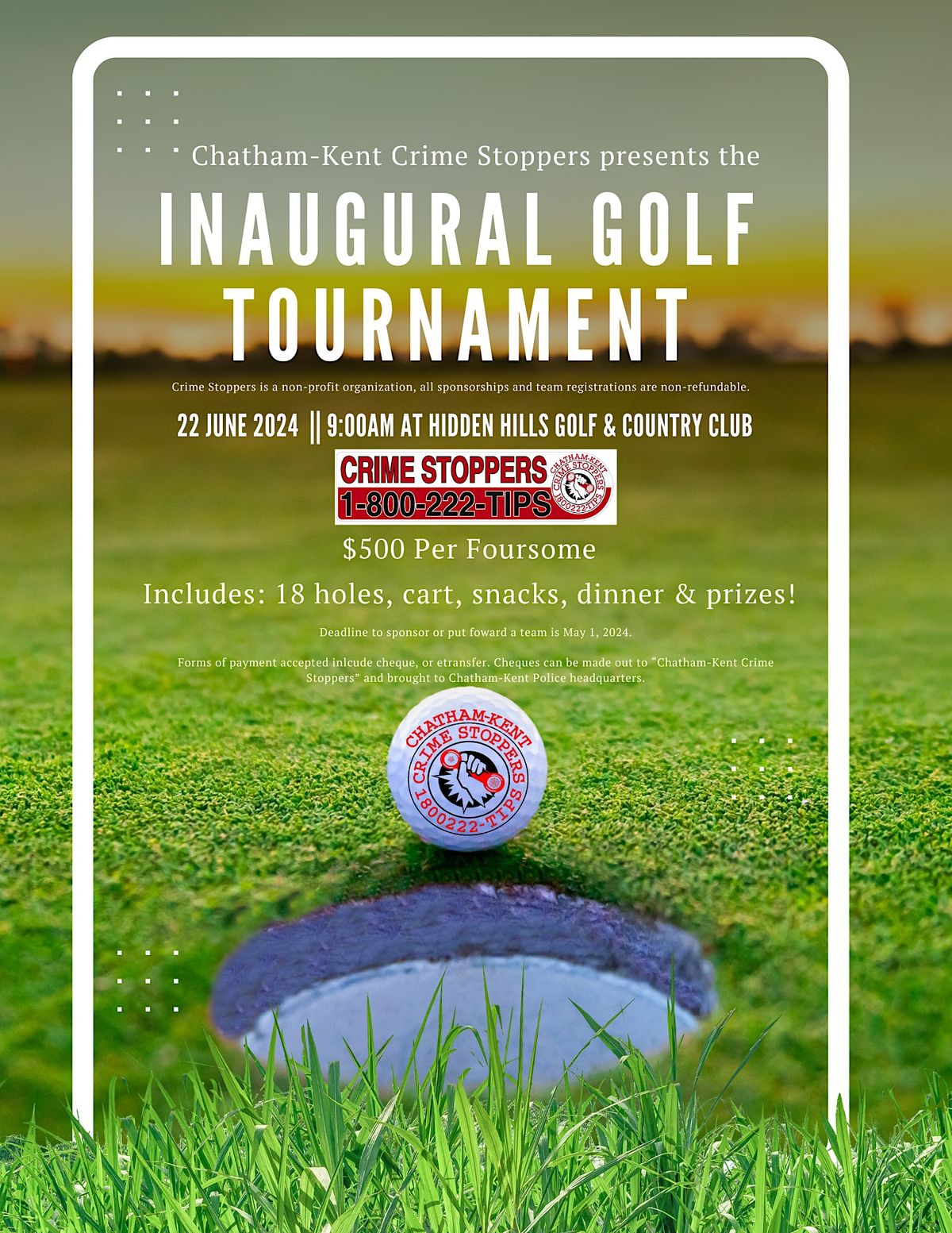 Chatham-Kent Crime Stoppers 2024 Inaugural Golf Tournament