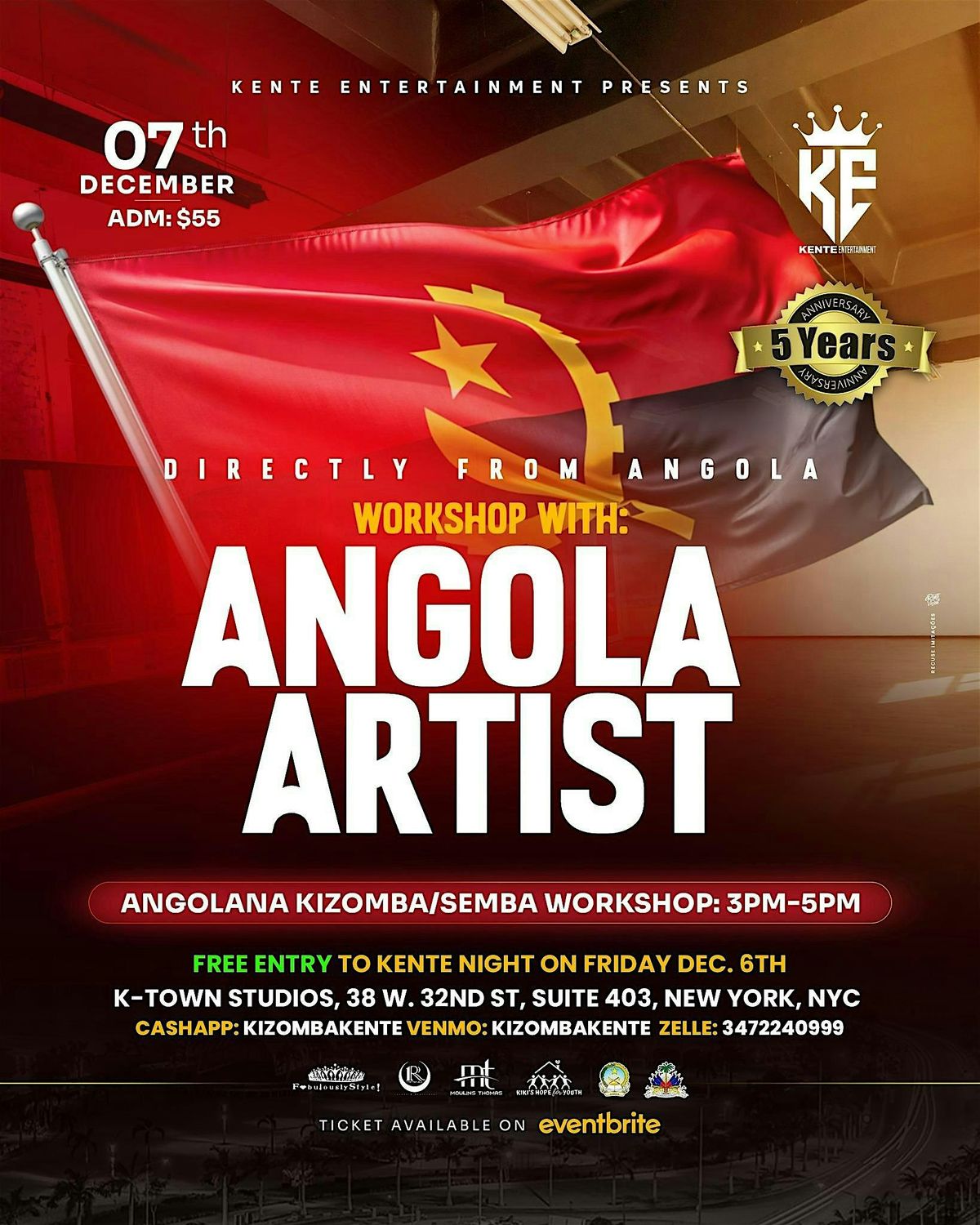 KIZOMBA KENTE ANGOLANA WORKSHOP w\/ ANGOLAN ARTIST