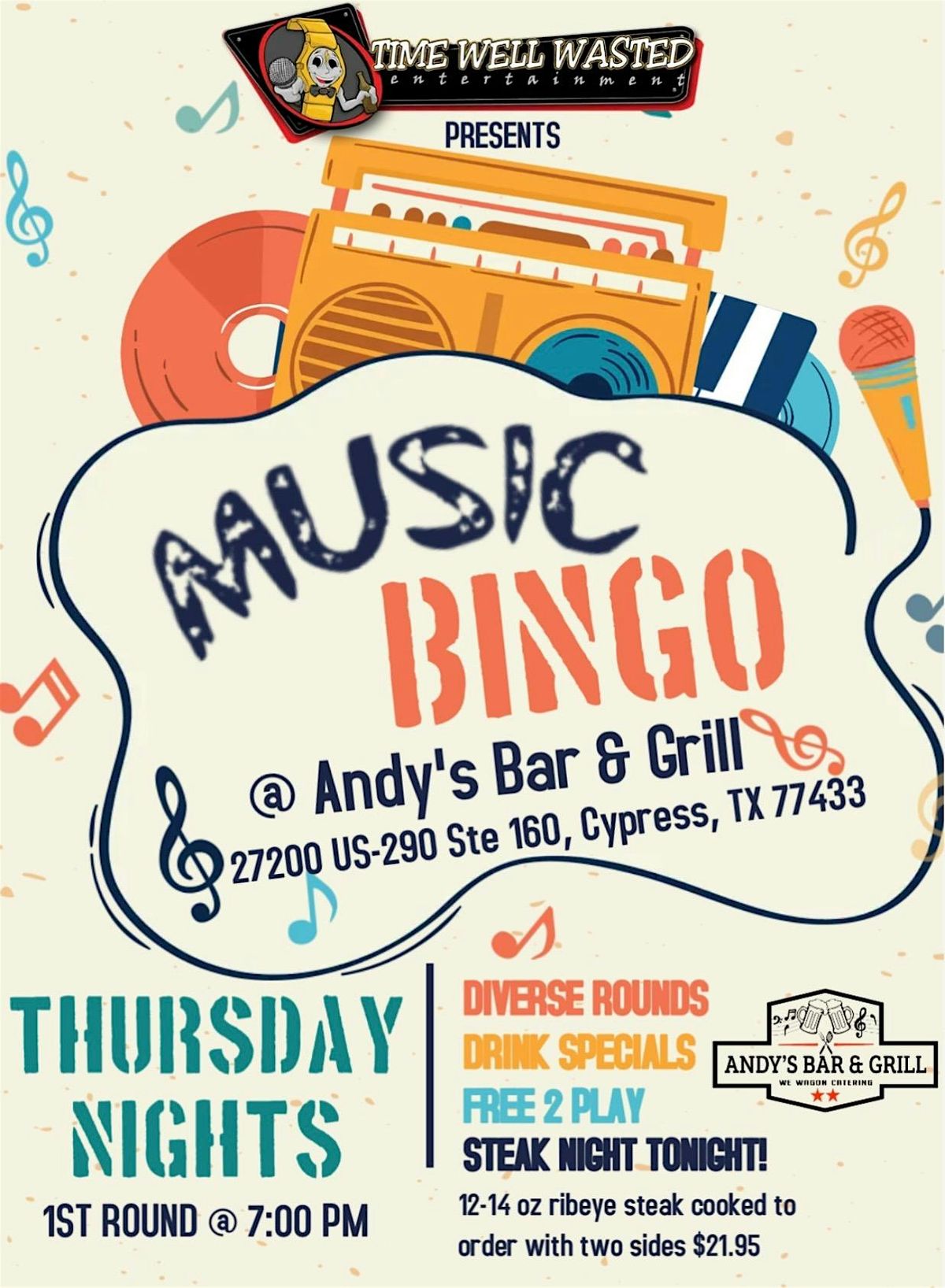 Music Bingo Thursday's at Andy's