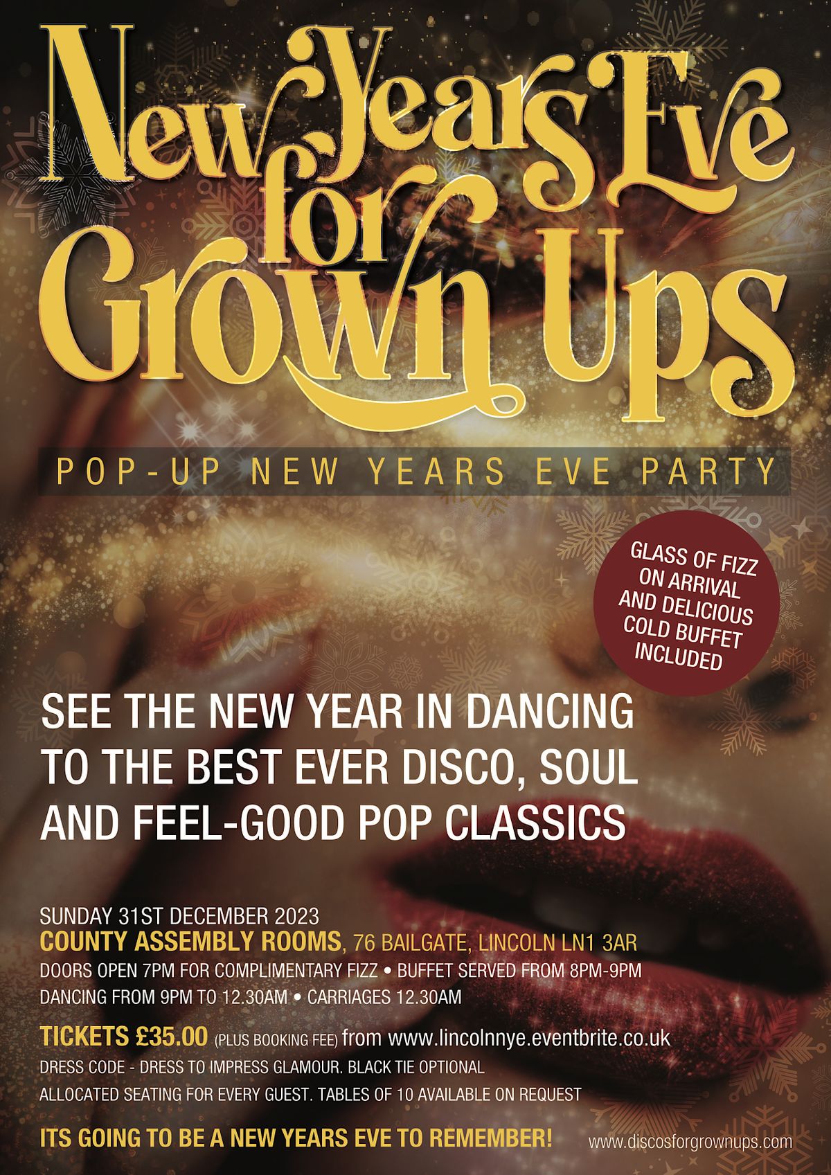 NEW YEARS EVE dinner and disco party LINCOLN with Discos for Grown ups
