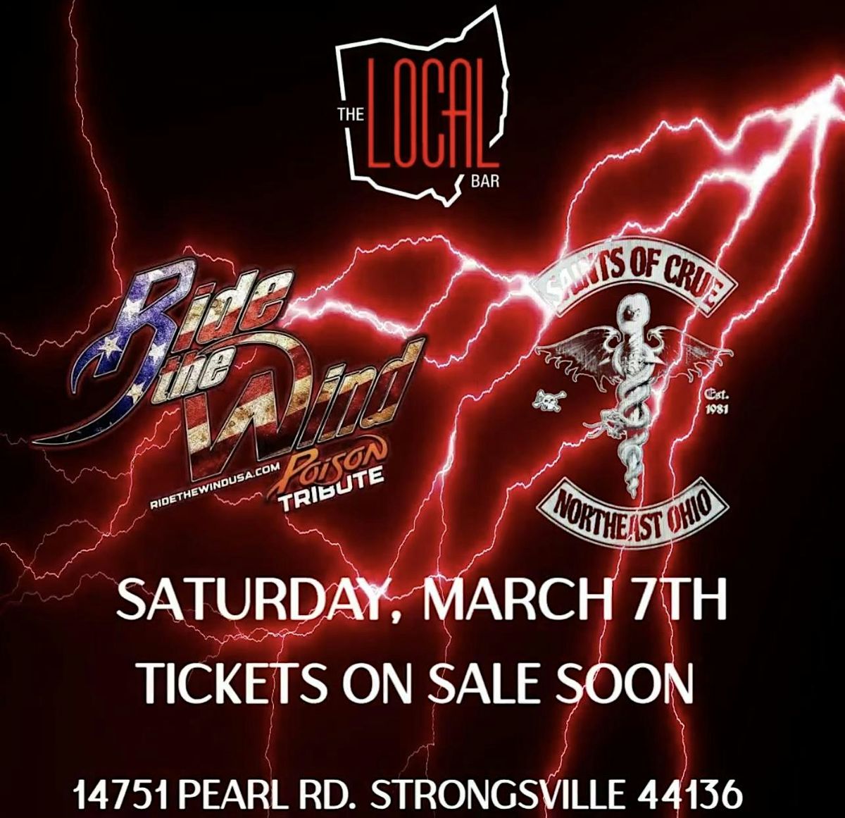 SAINTS OF CRUE MOTLEY CRUE TRIBUTE & RIDE THE WIND POISON TRIBUTE @ LOCAL