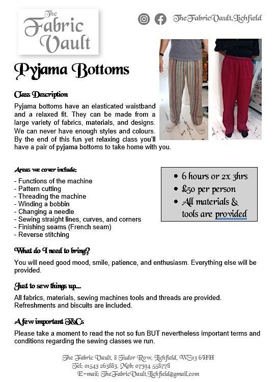 Sewing lessons - Pyjama\/Lounge Trousers