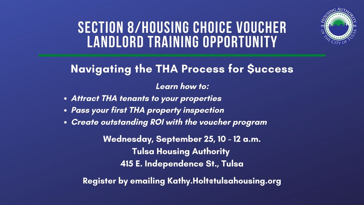 Landlord Training - Navigating the THA Process for $uccess