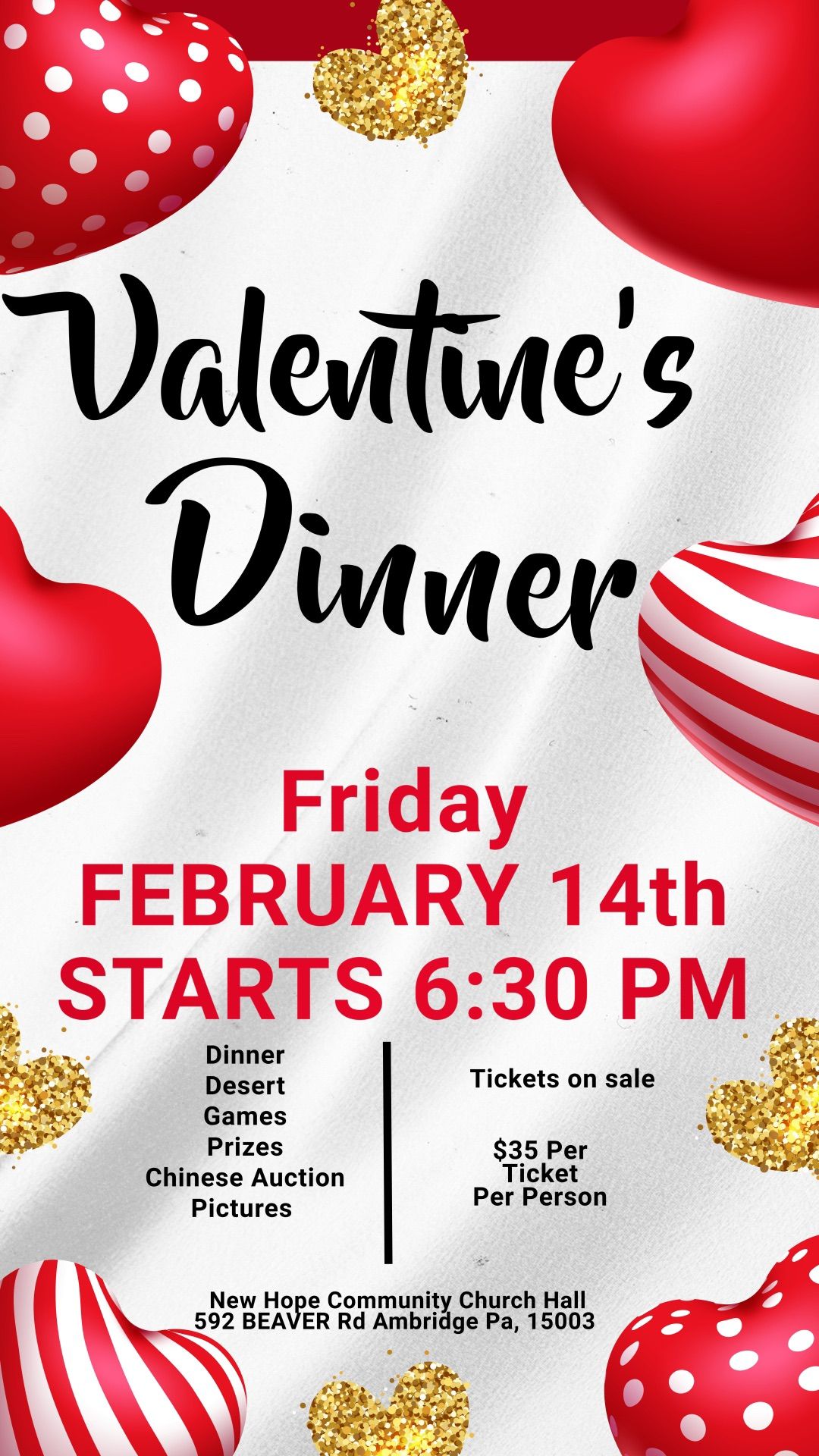 New Hope Valentine\u2019s Day dinner 