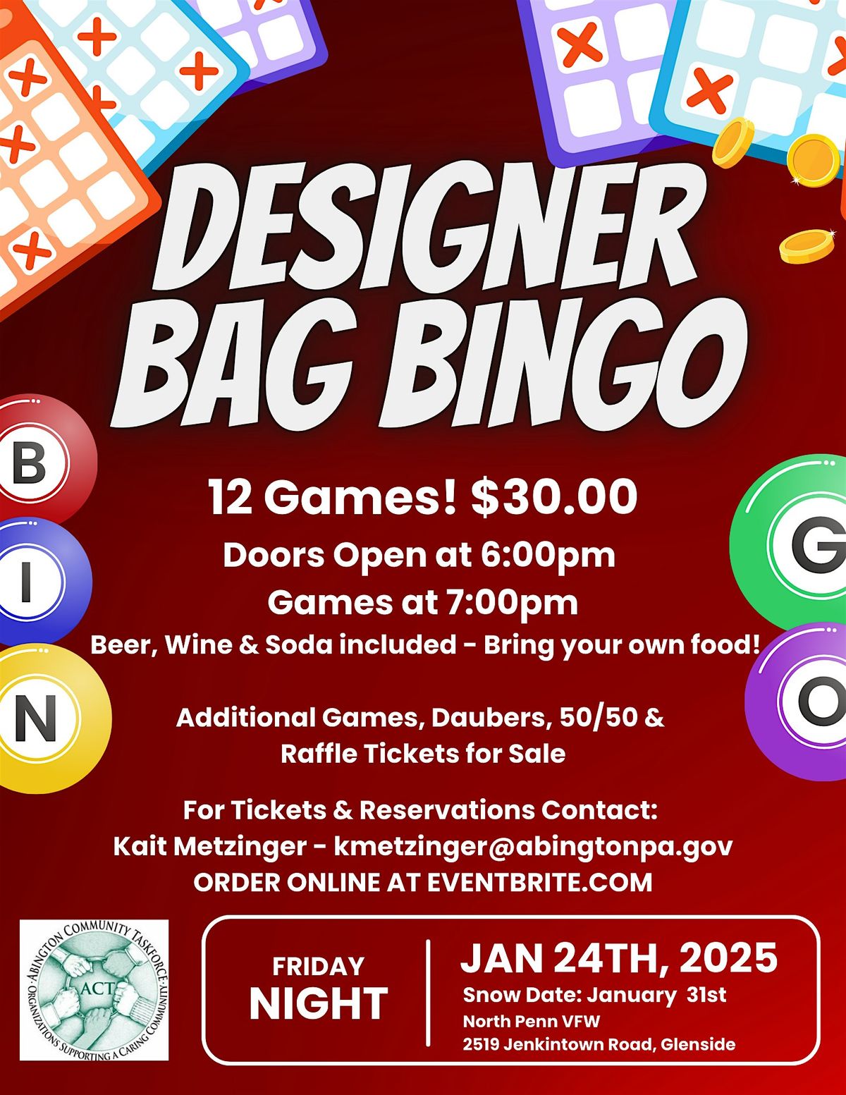 Abington Community Taskforce Designer Bag Bingo