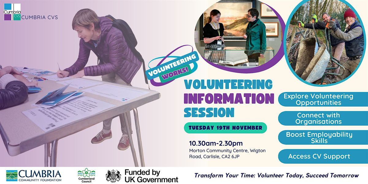 Volunteering Works- Volunteering Information Session - Carlisle! Volunteers