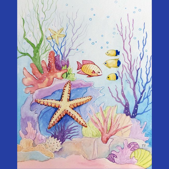 Watercolour Art Class Starfish