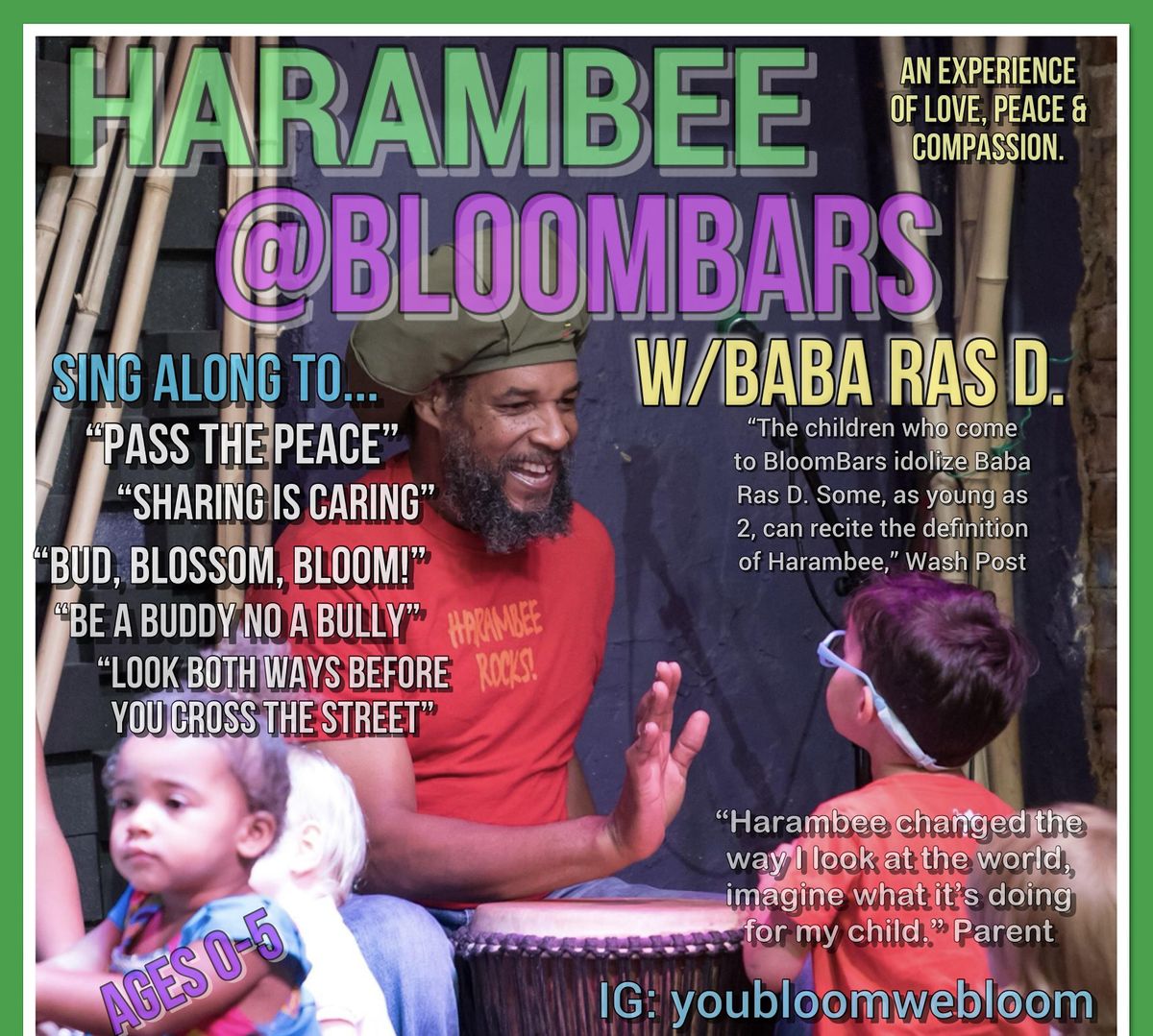 First Saturday = Harambee w\/ Baba Ras D!