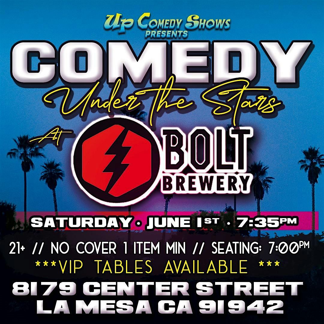 Saturday Night Comedy Under the Stars at Bolt Brewery, June 1st, 7:35pm