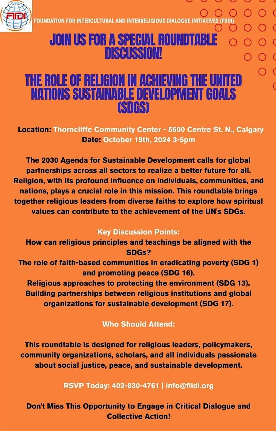 Role of Religion in Achieving the United Nations Sustainable Development Goals