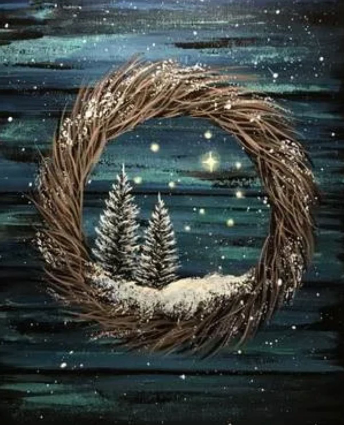 Paint Nite Event- "Frosty Forest Wreath" 