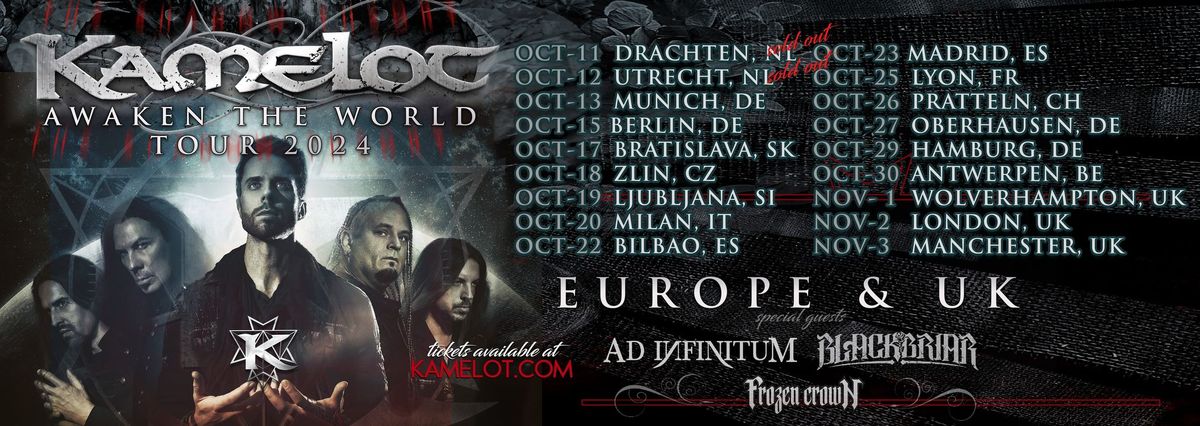 KAMELOT Ljubljana w\/AD INFINITUM + BLACKBRIAR + FROZEN CROWN | Kino \u0160i\u0161ka, Ljubljana