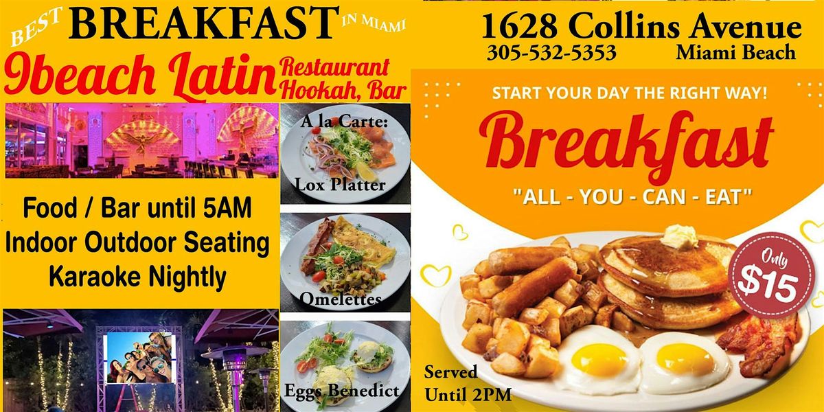 $15 BUFFET BREAKFAST - Only at 9beach in the heart of Miami Beach