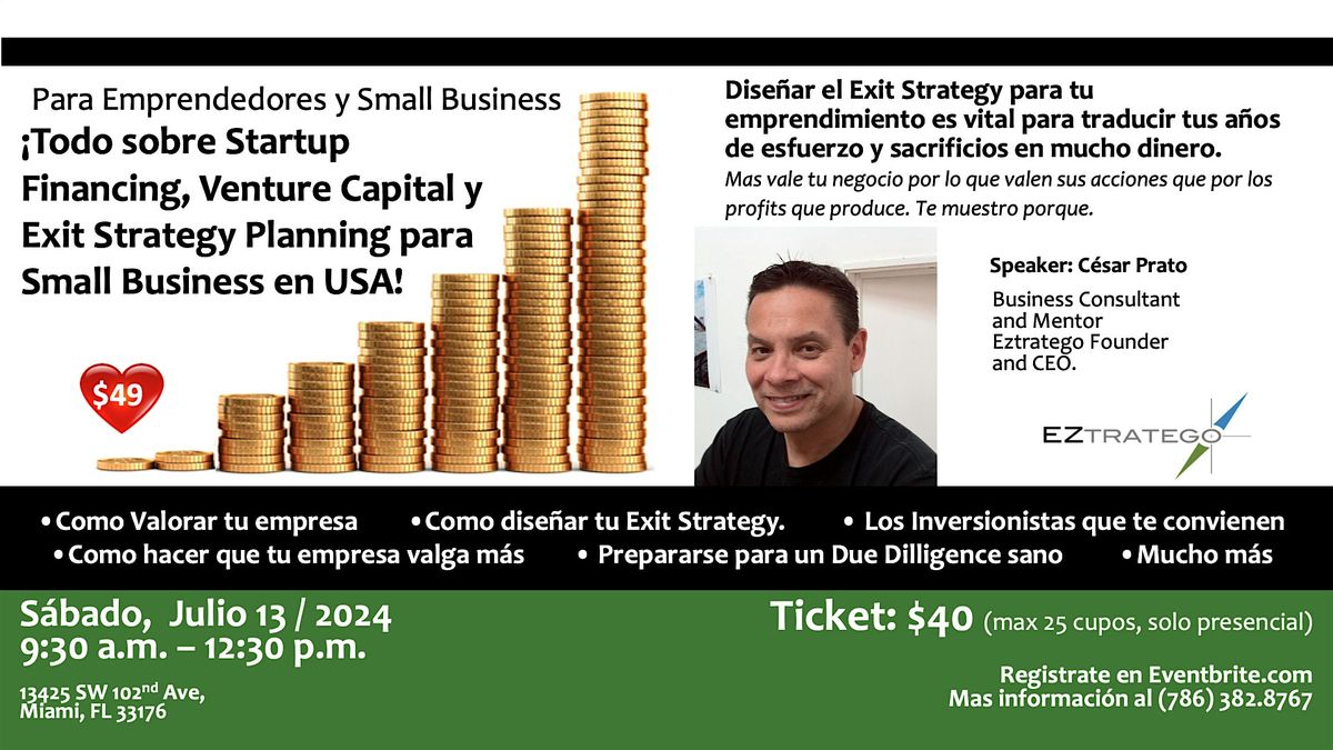 Todo sobre Startup Financing, Venture Capital y Exit Strategy Planning para Small Business en USA