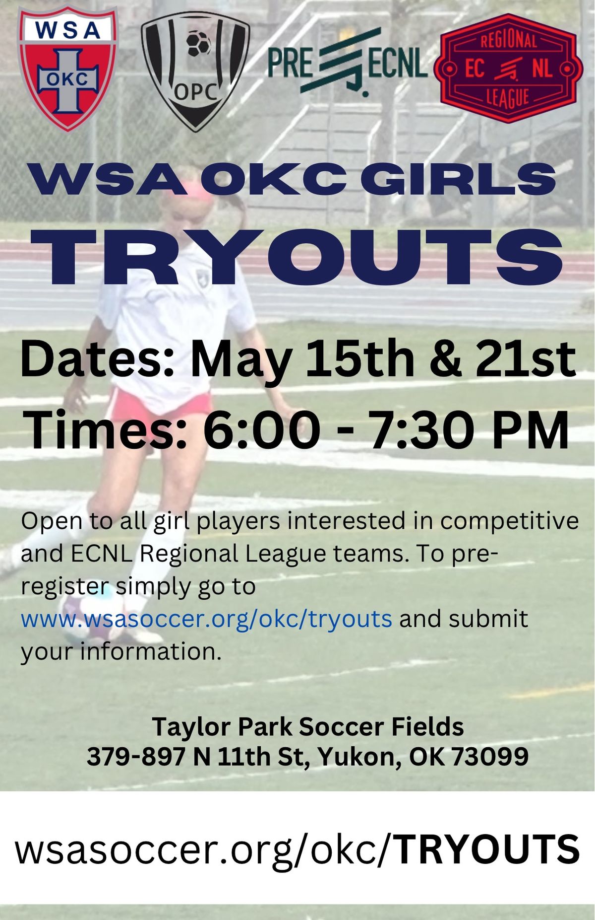 WSA OKC Competitive Soccer Tryouts - Girls (day 2)