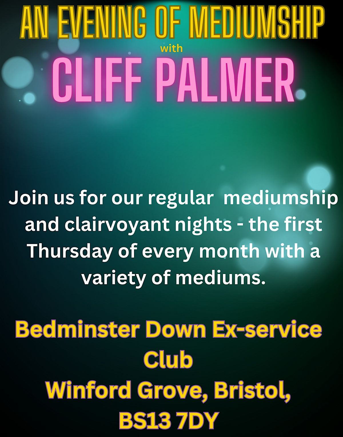 Evening of Clairvoyance & Mediumship - with Cliff Palmer