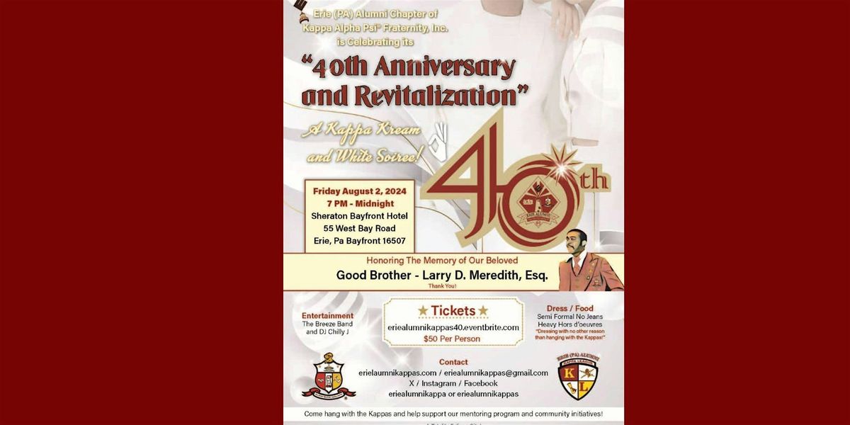 Erie (PA) Alumni 40th Anniversary and Kappa Kream and White Soiree'