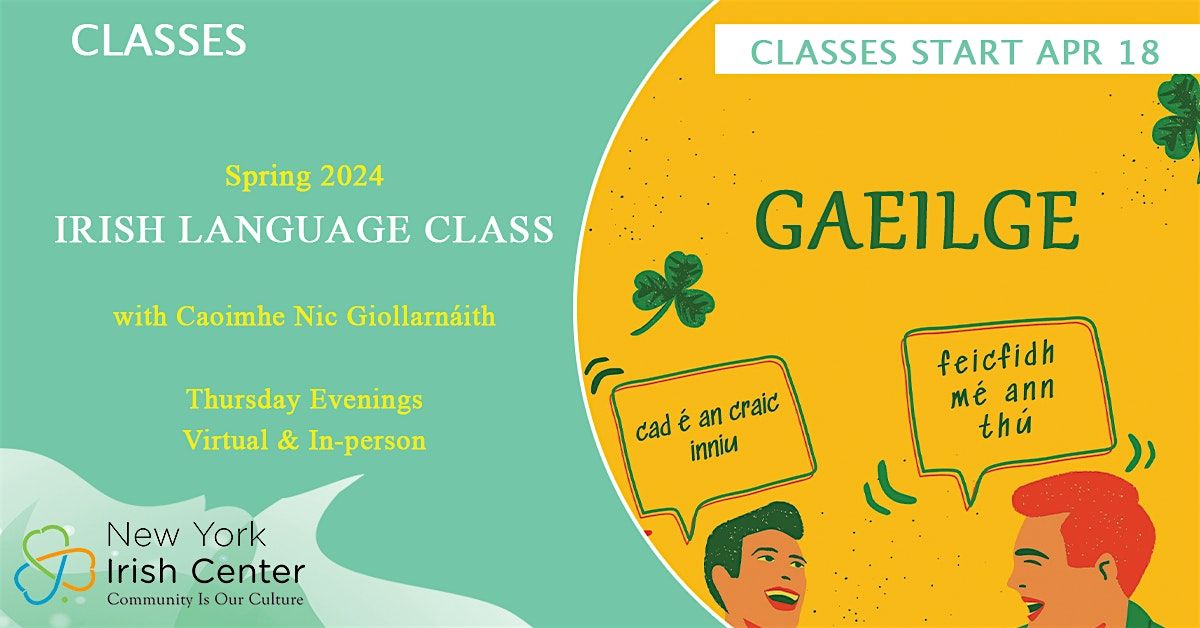 Irish Language Classes:  Spring 2024