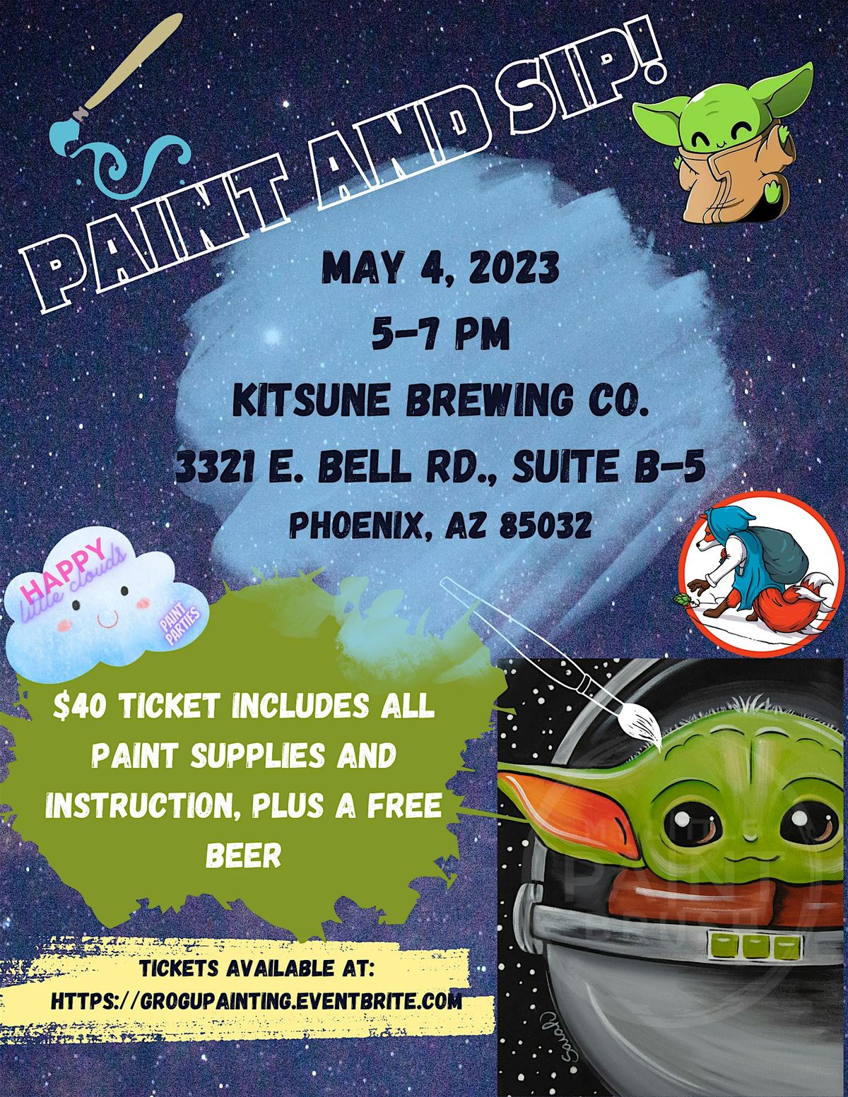 Paint 'n' Sip- May the 4th be with YOU At Kitsune Brewing Co.
