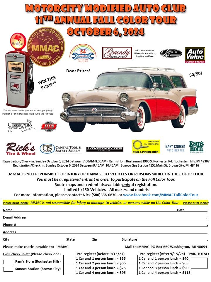 11th Annual MMAC Fall Color Tour and Gas Pump Raffle