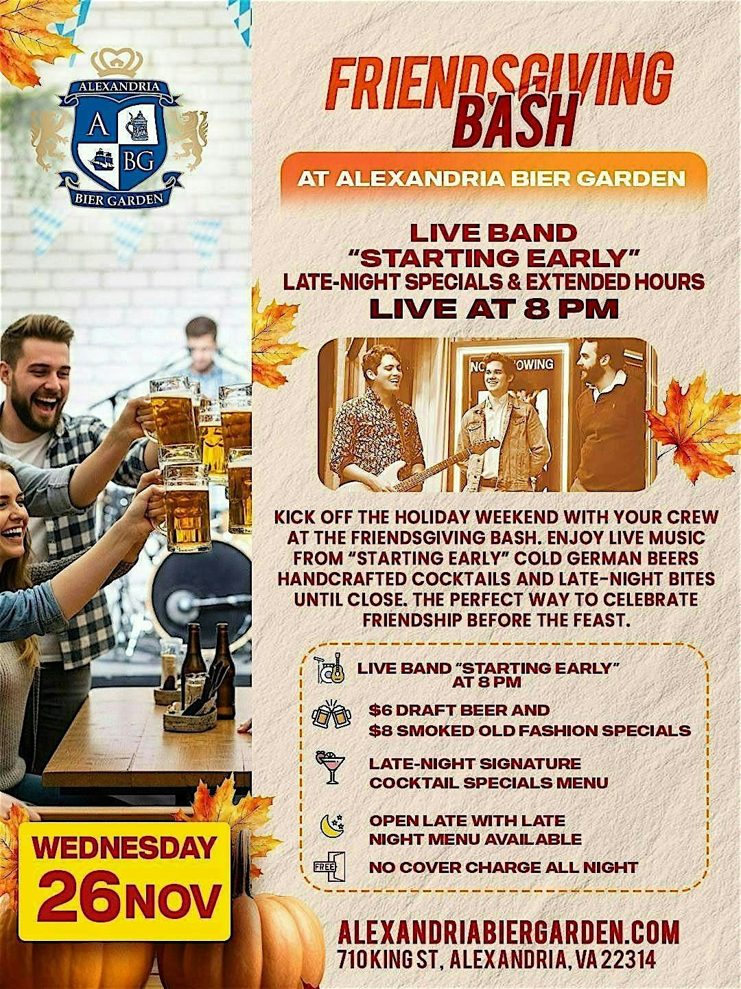 Friendsgiving Bash at Alexandria Bier Garden!