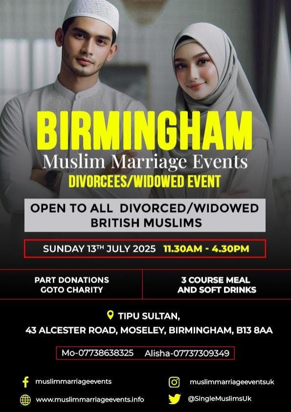 Muslim Marriage Event Birmingham - 2 Age Groups