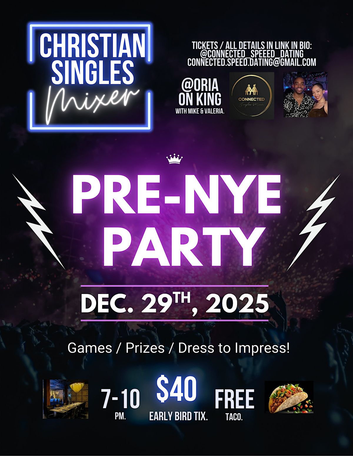 'Christian Singles Pre-NYE Party'(23-48)Downtown TOR.-Mon.Dec.29th(7-10pm)