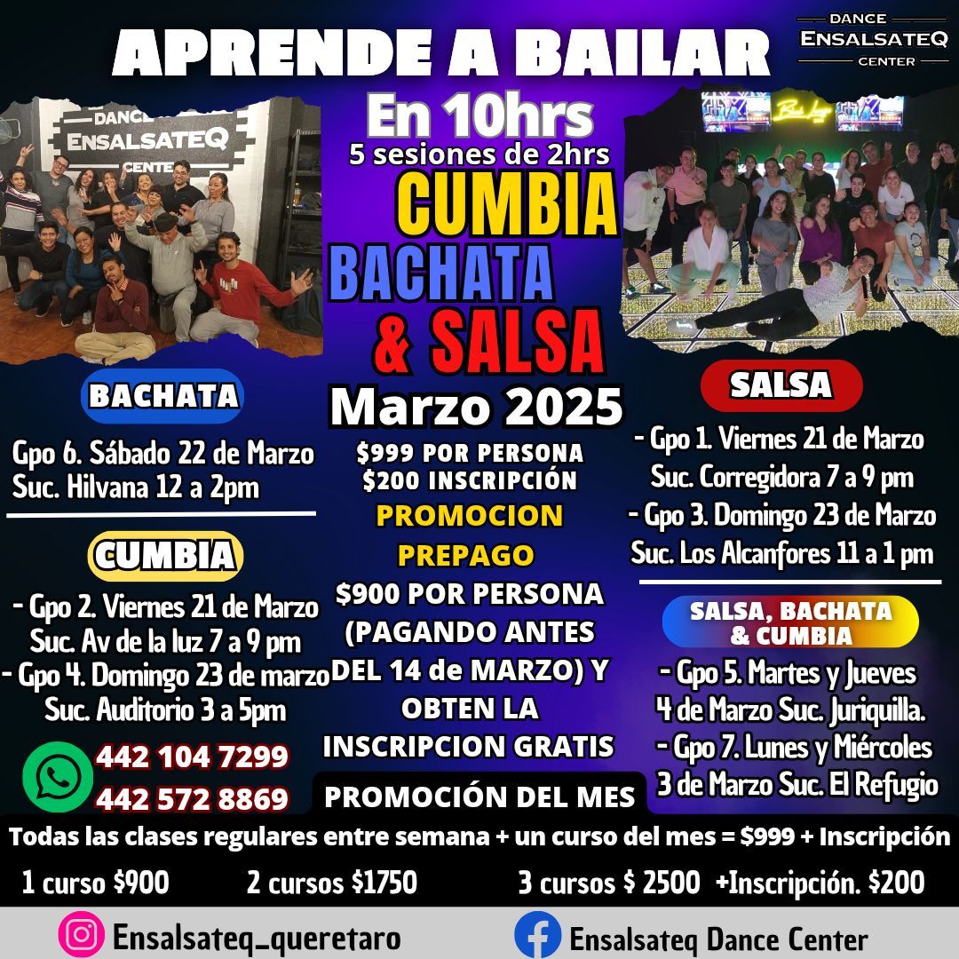 APRENDE A BAILAR DESDE CERO CUMBIA, SALSA Y BACHATA MARZO 2025