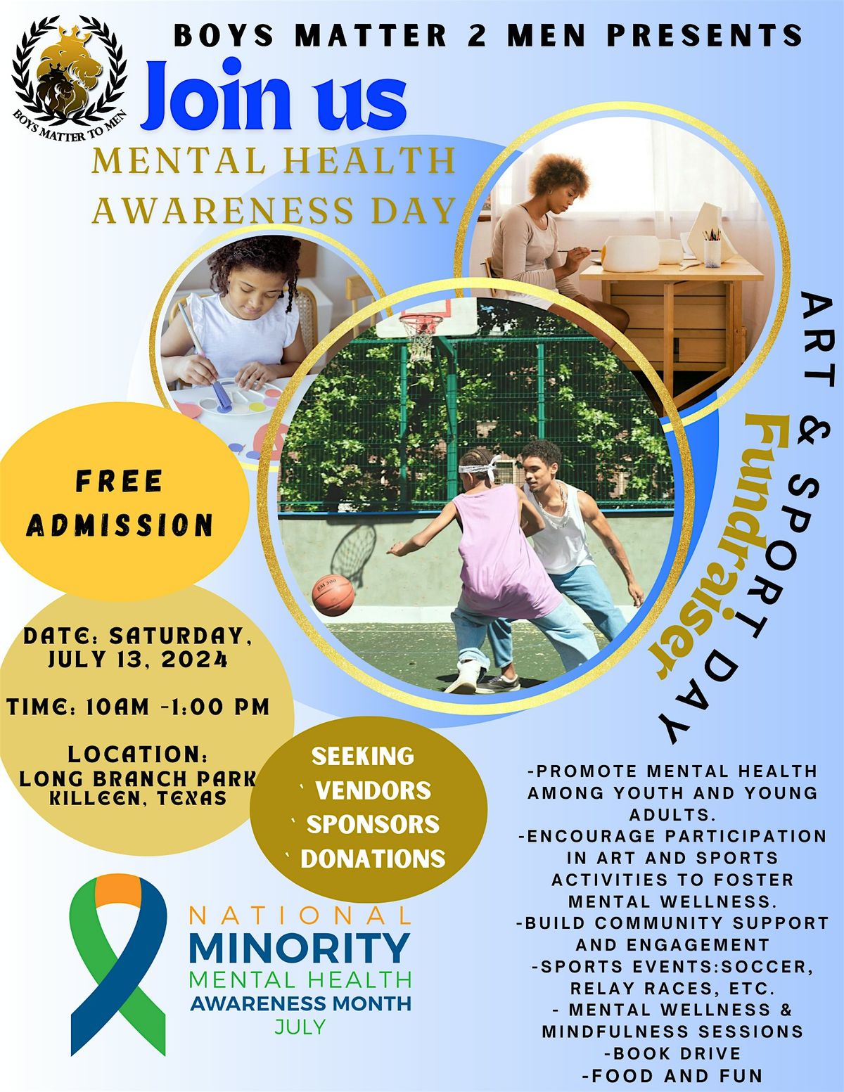 Minority Mental Health Awareness Art and Sport Day Fundraiser