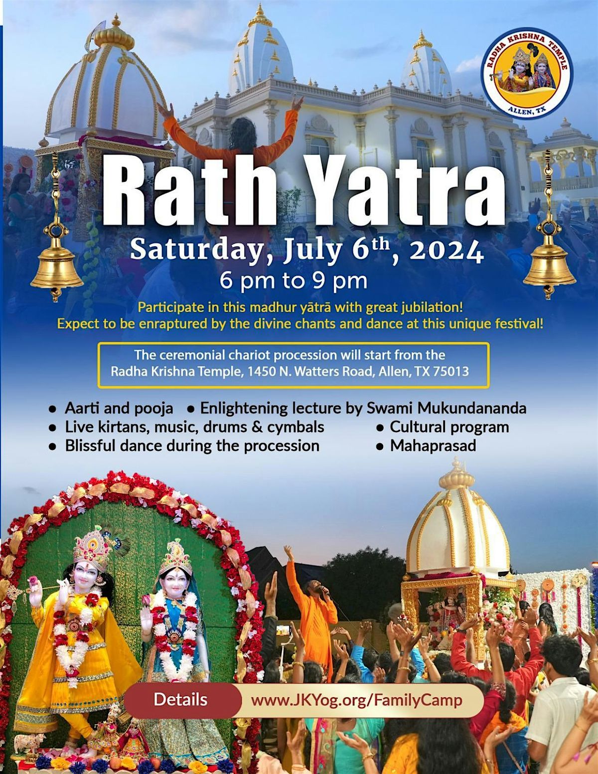 Join the Auspicious Rath Yatra Celebration at Radha Krishna Temple