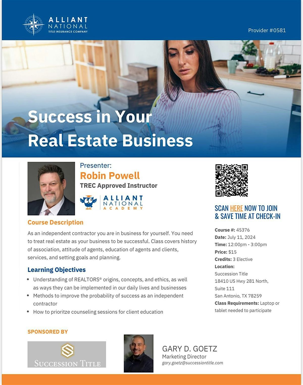 Success In Your Real Estate Business - CE Training by Alliant Learning Academy