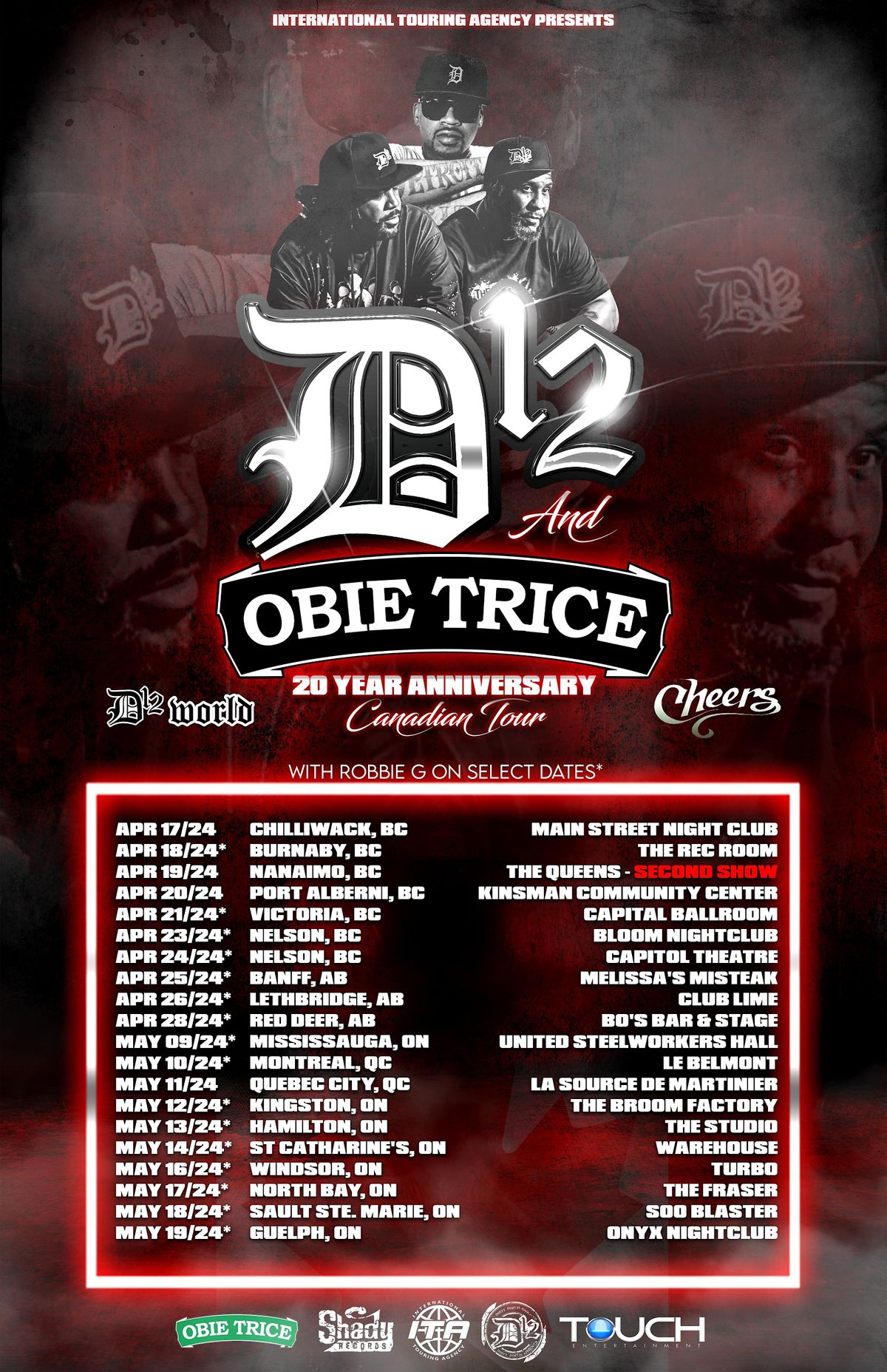 D12 & Obie Trice Live in Montreal May 10th at Le Belmont with Robbie G