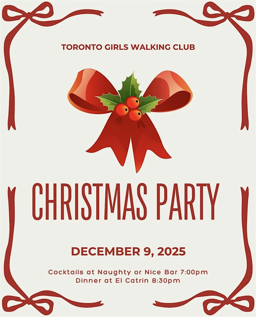 Toronto Girls Walking Club Christmas Party