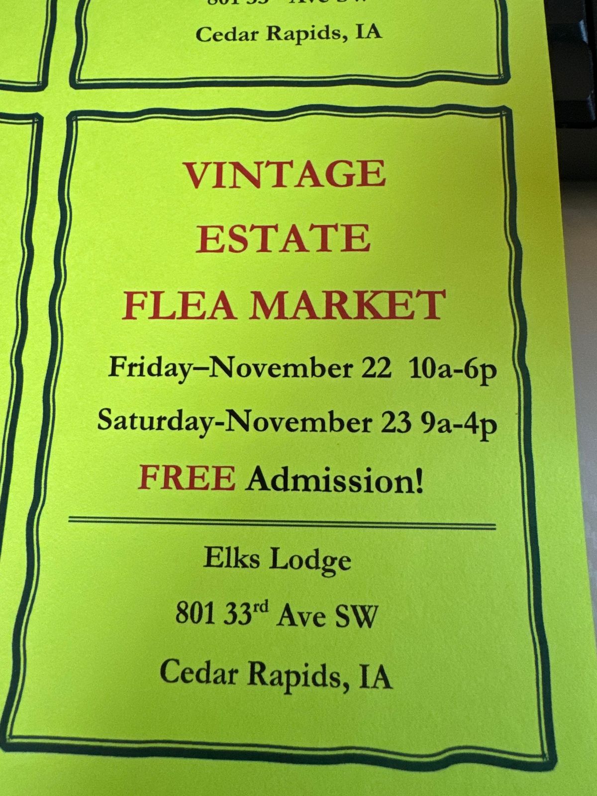 Vintage Estate Flea Market! Nov 22 & Nov 23, 2024!