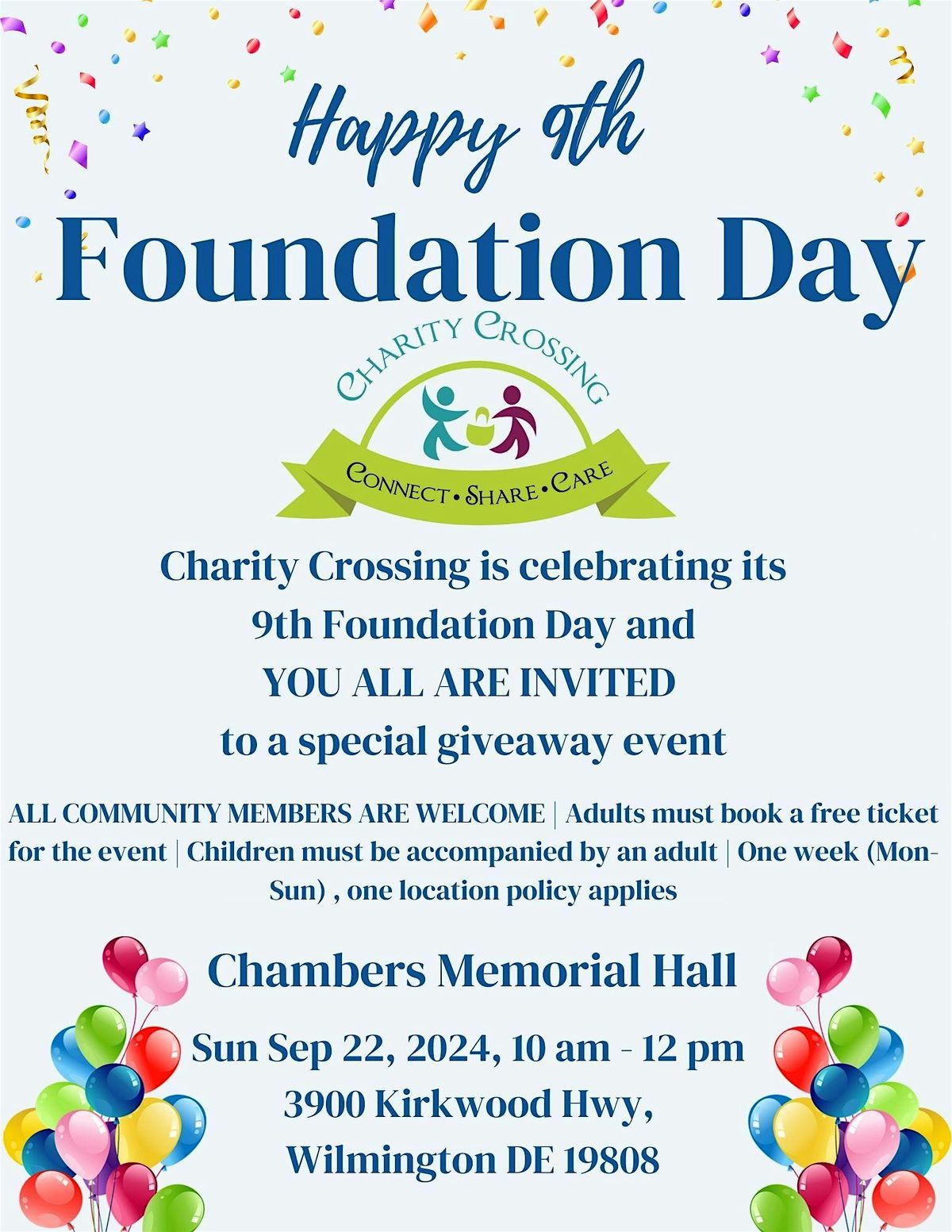 Charity Crossing Foundation Day Community Giveway Event