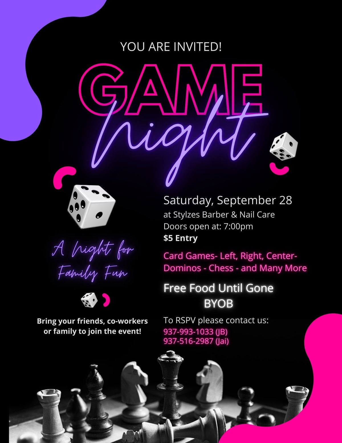 Game Night! Hosted by JB and Jai ! 