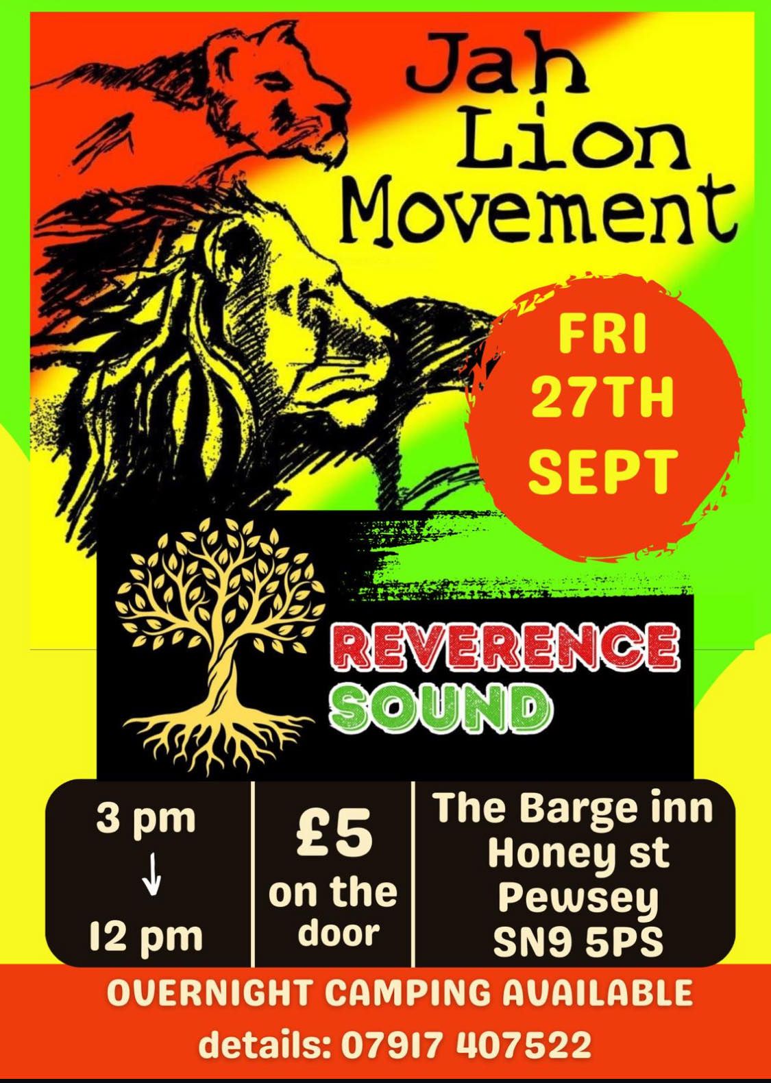 The Barge Inn Presents Jah Lion and Reverence Sound