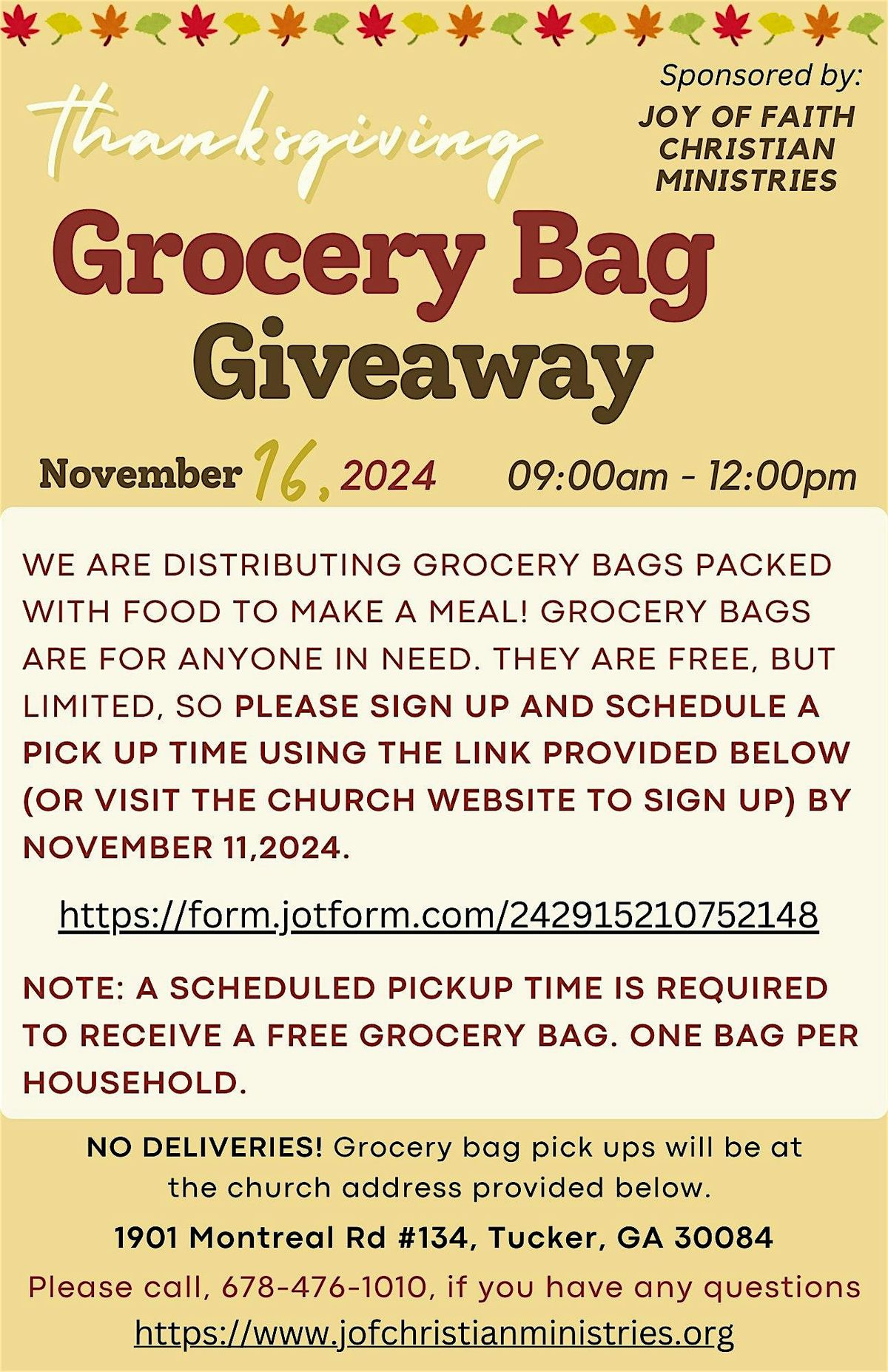 Thanksgiving Grocery Bag Giveaway