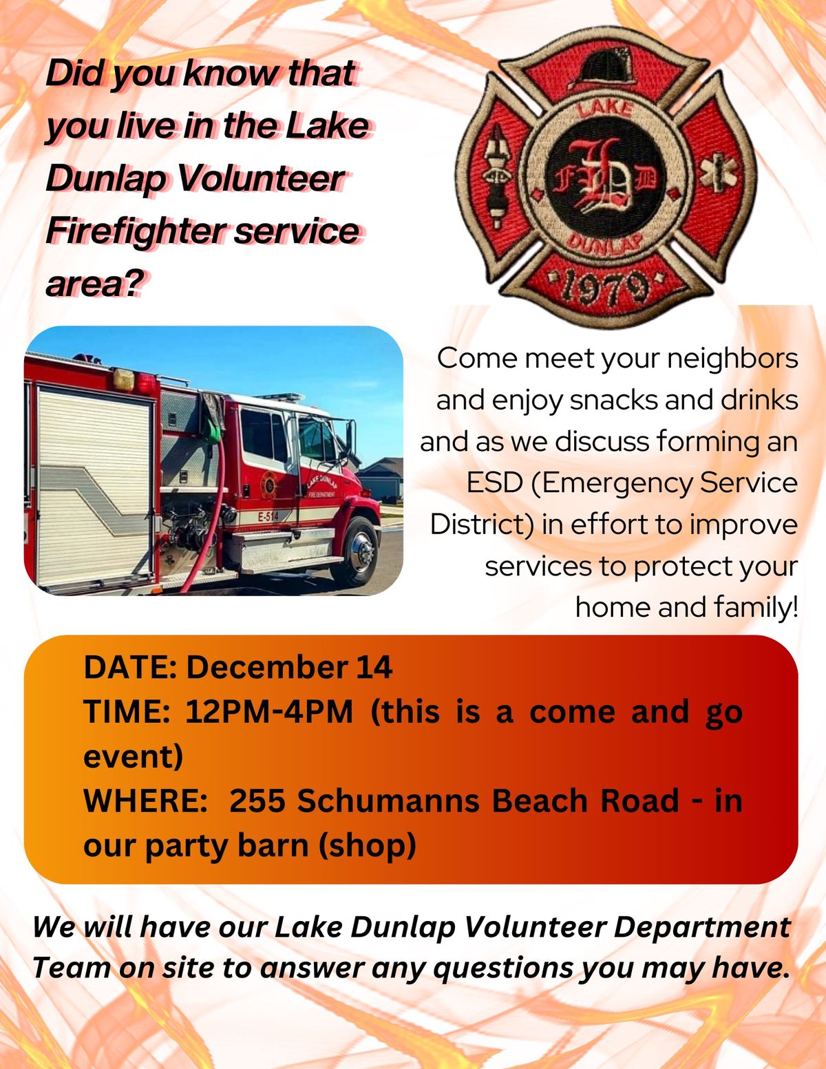 Lake Dunlap Volunteer Fire Department ESD Creation Meet and Greet 