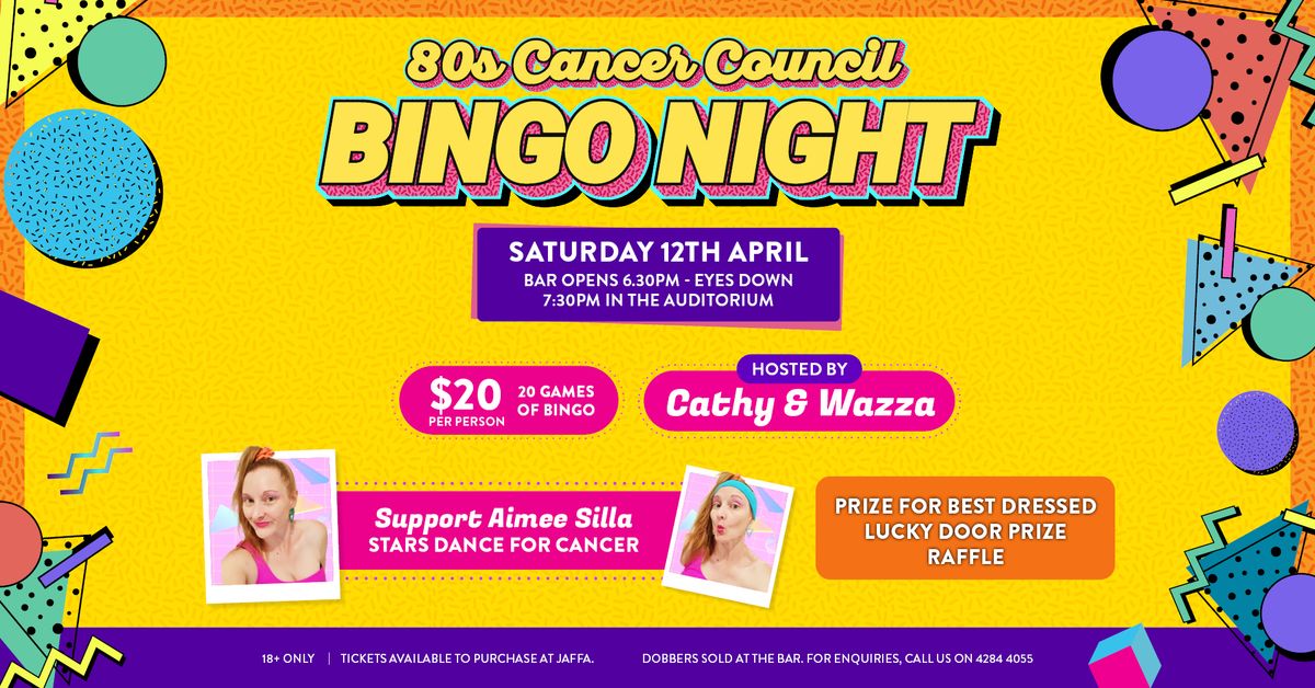 80s Cancer Council Bingo Night