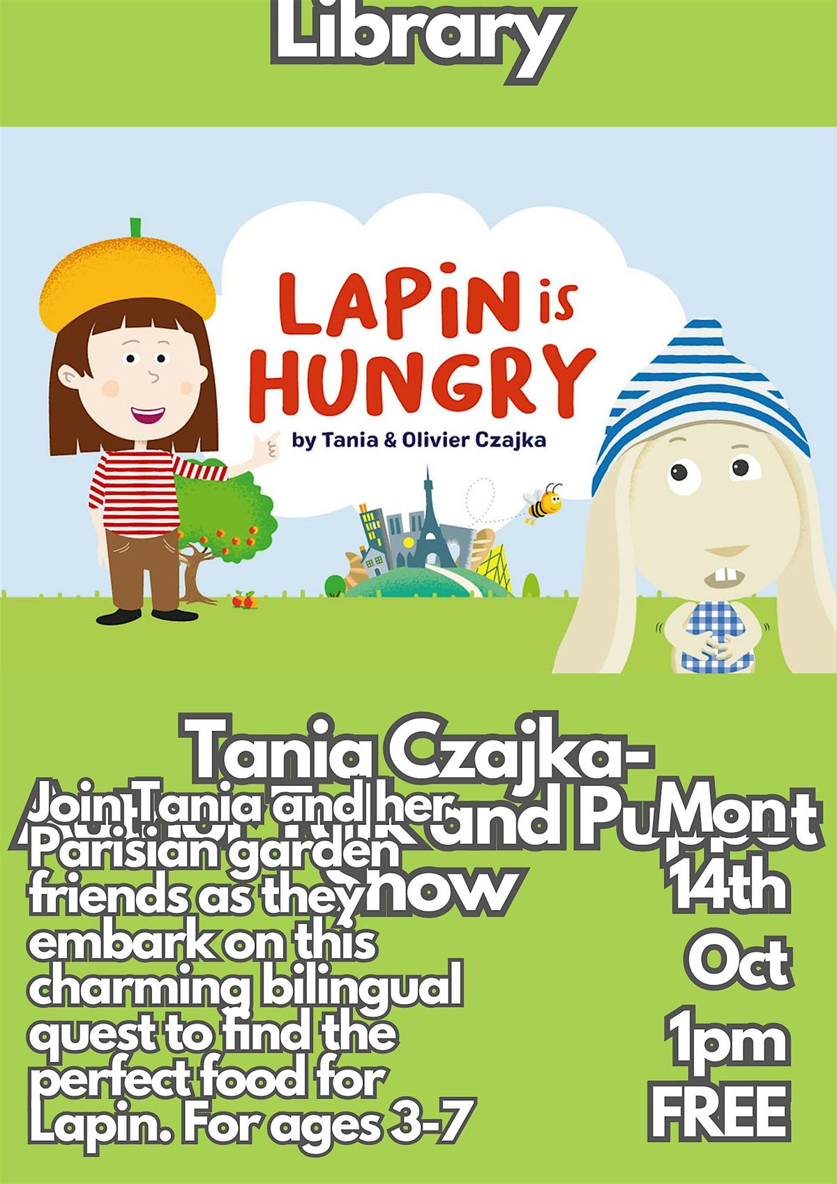 Author Talk and Puppet Show- Lapin is Hungry