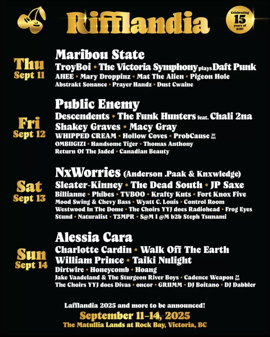 Rifflandia Festival: Maribout State  Public Enemy  NxWorries  Alessia Cara - 4 Day Pass