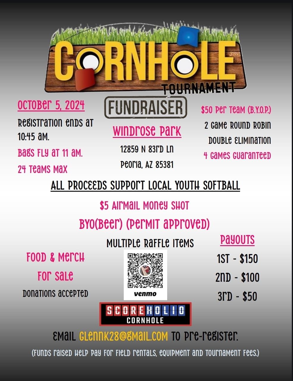 Cornhole Tournament- Youth Softball Fundraiser