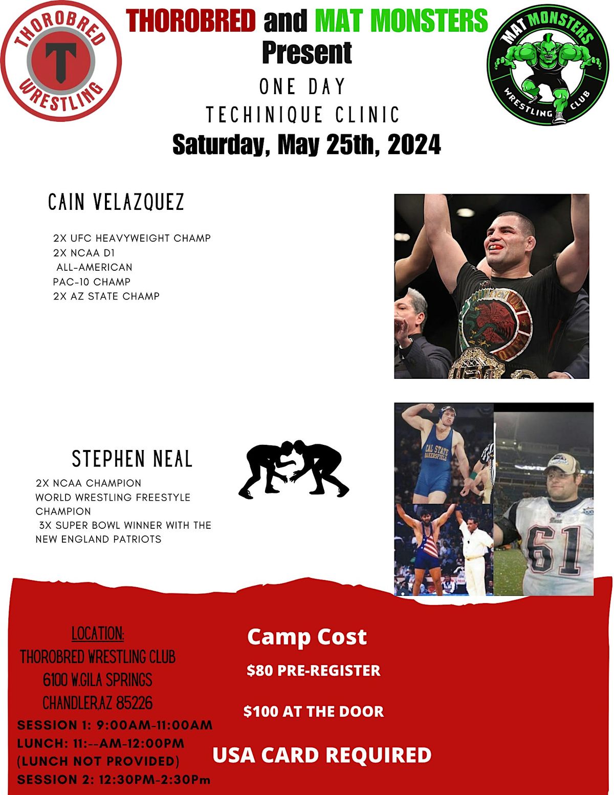 STEPHEN NEAL AND CAIN VELASQUEZ  One Day Wrestling Clinic