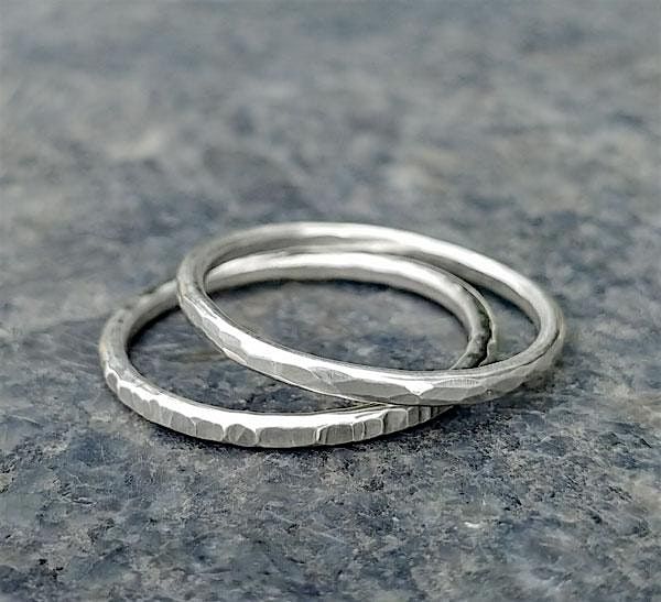 Hammered Silver Stacking Rings Workshop