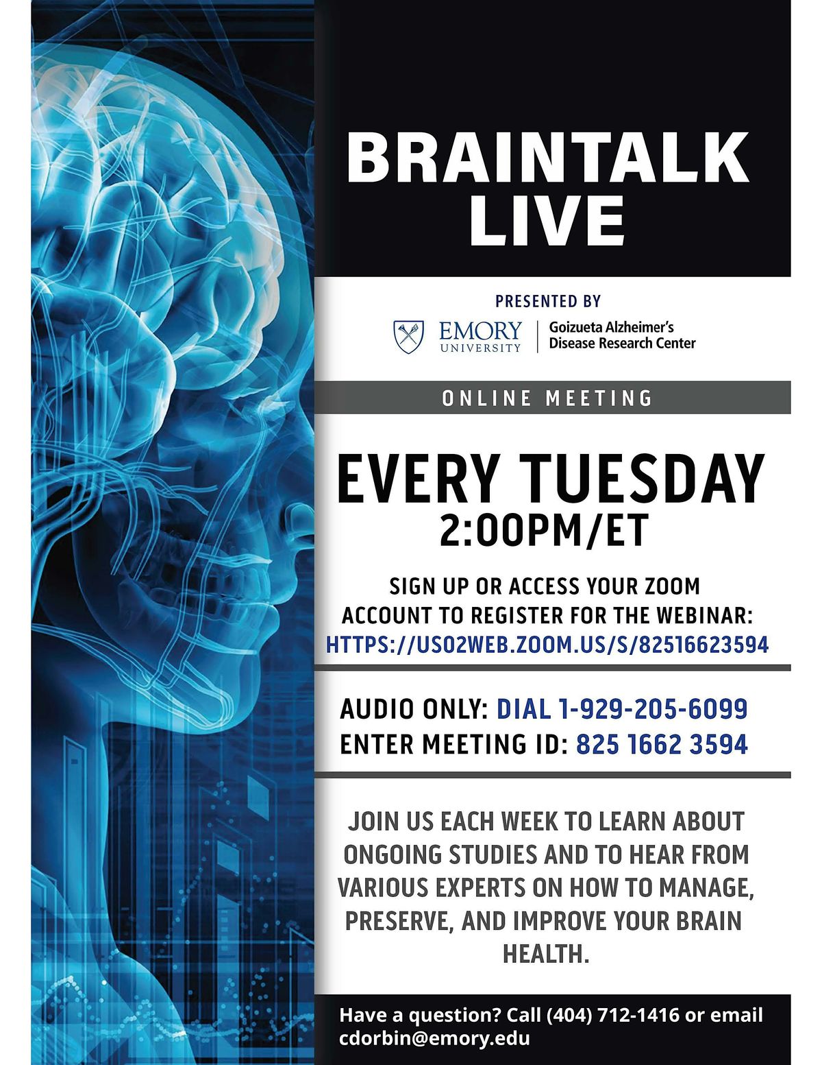 Emory BrainTalk Live- Onsite at  Emory Brain Health Center