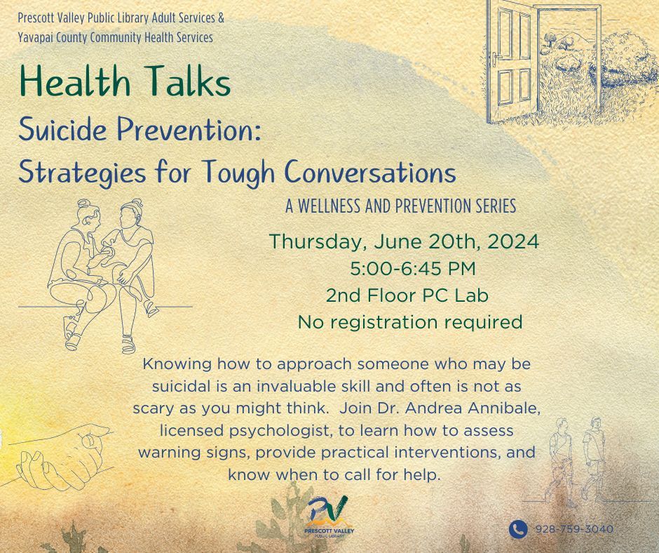 Health Talks: Suicide Prevention: Strategies for Tough Conversations, Prescott Valley Public Library